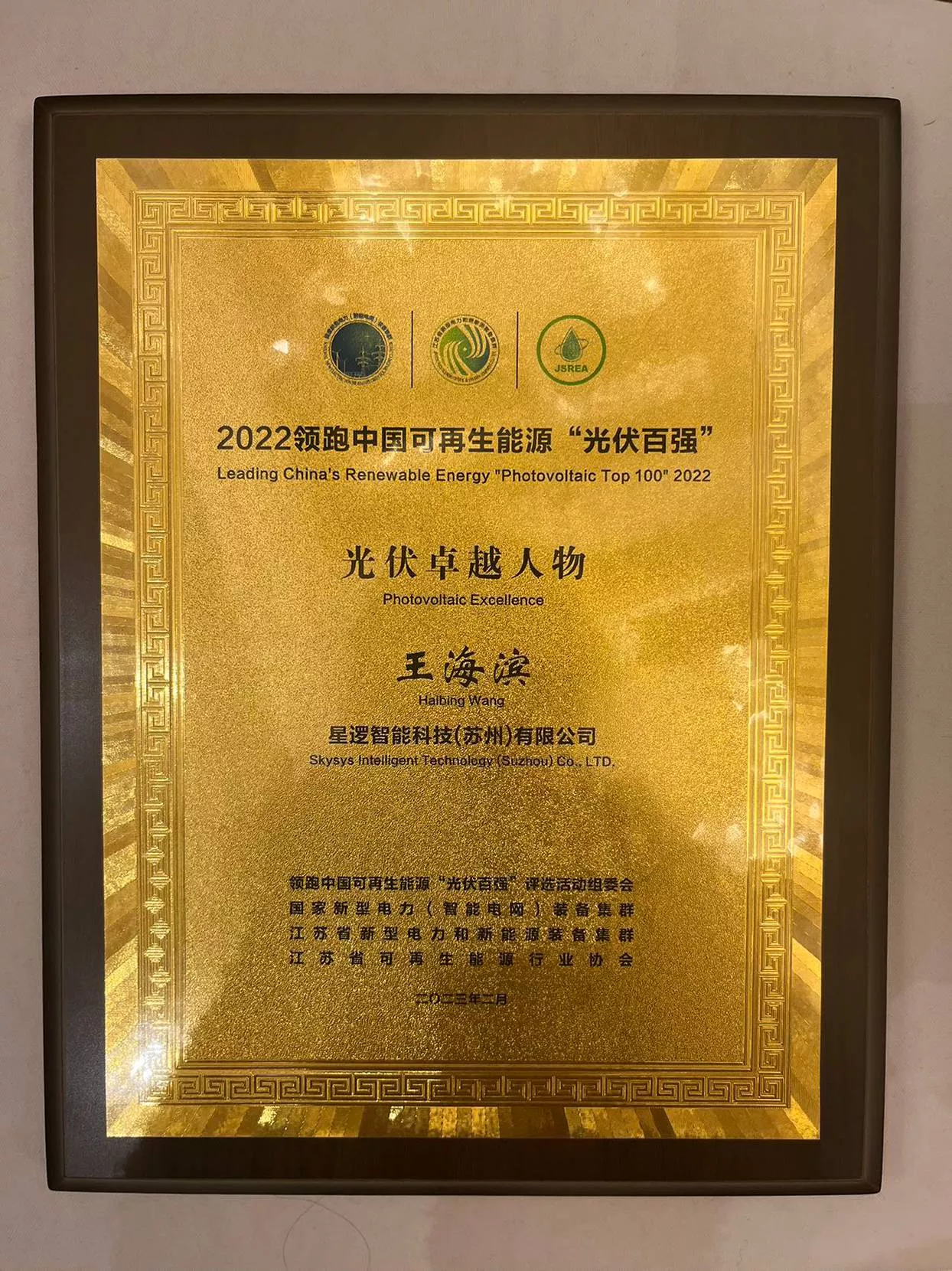 2022王海滨-光伏百强光伏卓越人物